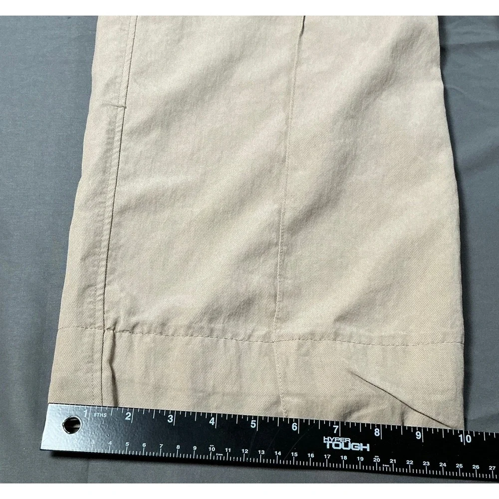 H&M Beige Lyocell Linen Blend Wide Leg Cropped Pants Elastic Waist Size M